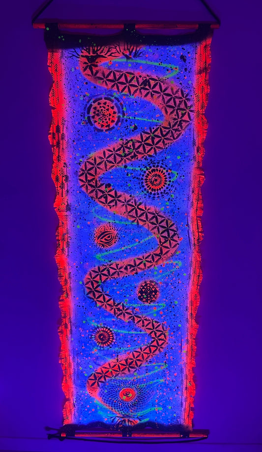 "5d Ascension Scroll" - Original Canvas Painting 24"x60" w/ Copper