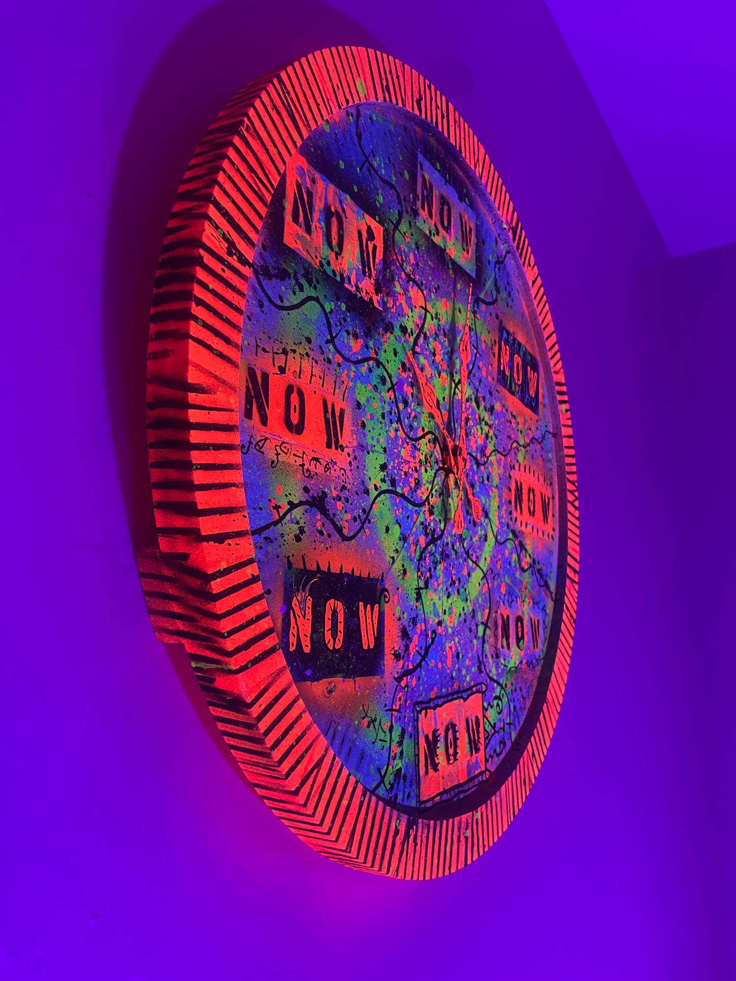 "5d Now Portal Clock" - Original Painting on Wood 21.5"