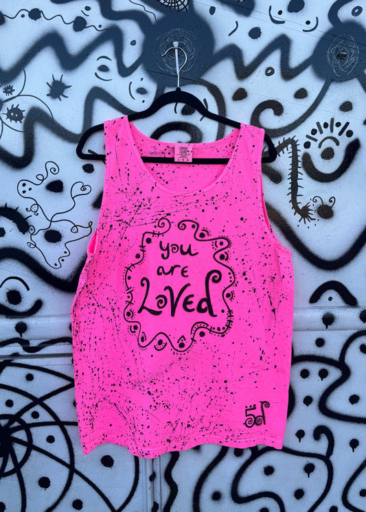 You are Loved | Neon Pink Transmission Tank